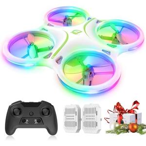 Drones for kids 8-12, Drone for Kid and Beginner, Drone with Led Light, Small Indoor Rc Drone with 360 Flip, 2 Batteries, One Key Take Off Landing, Kids Flying Toy Gift for Boy and Girl