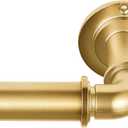 MODE Industrial Room Darkening Collection 1 1/8" Diameter Industrial Curtain Rod Set with Steel Wall Mounted Adjustable Curtain Rod, Blocks Light, Fits 72 to 144 Windows, Brushed Gold