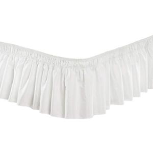 Wrap Around Bed Skirt, Elastic Dust Ruffles, Solid Color Bedskirt,Queen and King, 15" Drop (White)