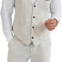 Linen Suit 2 Piece Short Suits for Men Casual Summer Beach Groom Wedding Suit Linen Vest Shorts Set XXXL
