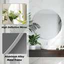 Round White Mirror, 24 Inch Circle White Mirror, Metal Frame Round Wall Mounted Mirrors for Bathroom, Living Room, Bedroom, Entryway, Vanity