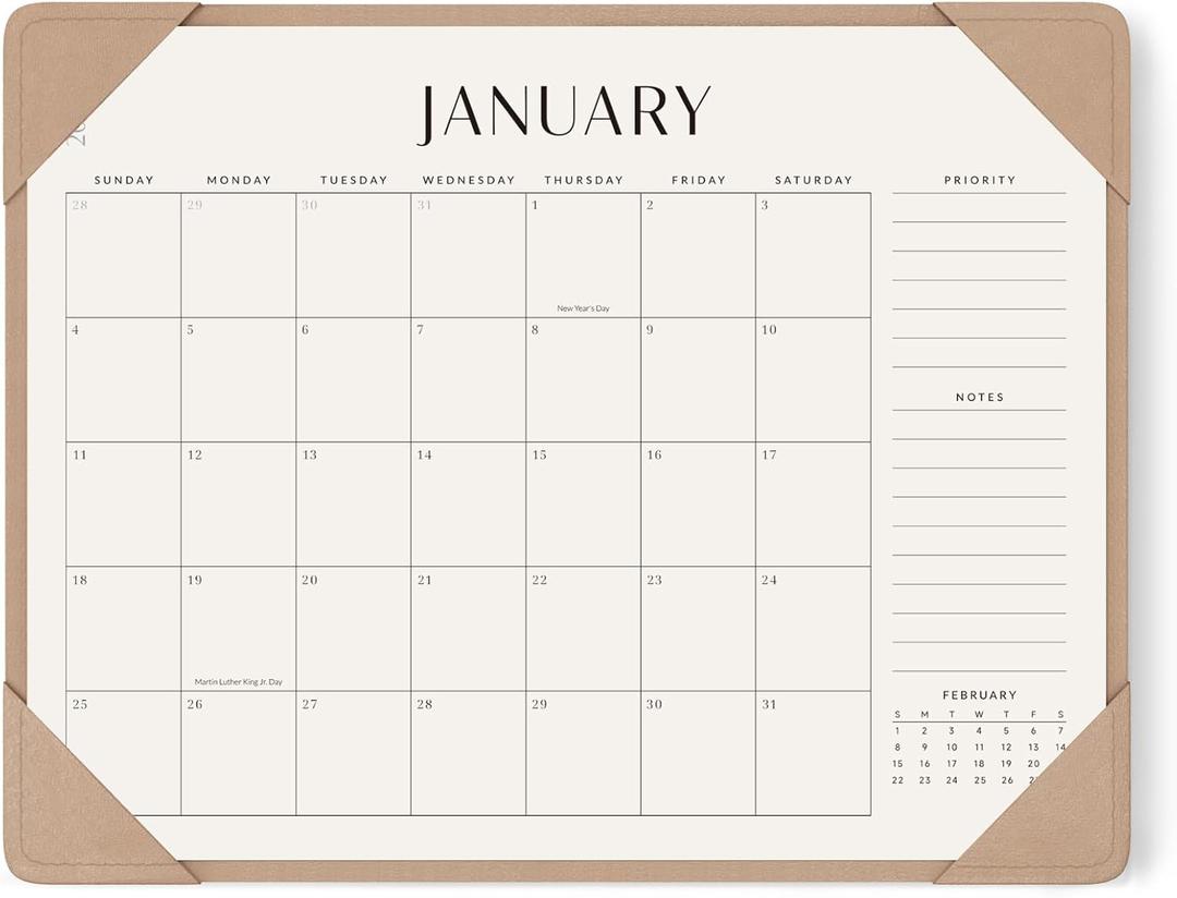 Jotsome Desk Calendar 2025-2026 with Desktop Mat, Large Desk Pad Calendar From Now to December 2026 22x17 inch, Desk Blotter Calendar for Home Office and School, Easy Planning, Apricot