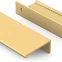 Peaha 10 Pack Kitchen Cabinet Handles 3 inch Matte Gold Pulls for Dresser Drawers Brushed Brass Door Edge Finger Pull Hardware (Hole Centers:3in(76mm))