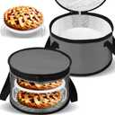 Yaomiao 2 Sets Round Pie Carrier 11 x 7 Inch with Dish Tray Plate Stacker Insulated Casserole Carrier with Lid and Handle Reusable Cooler Thermal Bags for Cold Food for Potluck Picnic (Gray)