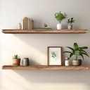Floating Shelves 36 Inches Long, Set of 2 Solid Rustic Wood Wall Mounted Shelves, Wall Picture Ledge Shelf with Invisible Metal Brackets for Living Room, Bedroom, Bathroom, Carbonized Black