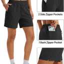 TACVASEN Women's 5" Hiking Shorts Quick Dry UPF 50+ Lightweight Athletic Shorts with Pockets Golf Casual Workout Summer (Black, M)