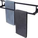 Bath Double Towel Bars, Towel Racks SUS304 Stainless Steel, Towel Holder for Bathroom Wall Mount, Towel Hanger Rail Accessories, 2-Tiers (Matte Black, 24 Inch)