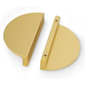 Peaha 4 Pack Half Moon Matte Gold Cabinet Pulls Brushed Brass Drawer Pull Kitchen Handles with Aluminum Alloy 3inch Hole Centers (Hole Center:76mm(3in))