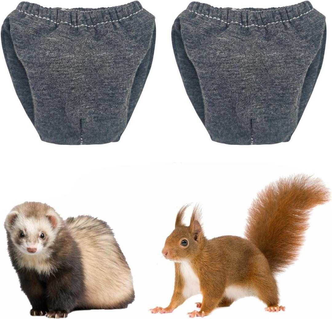 2PCS Small Pet Diapers,Guinea Pig Diapers,Reusable Squirrel Diapers,Washable,Specially Designed for Use on Pet Squirrels Small Medium Guinea Pig. (Grey, M) (Gray)