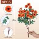 8 Bundles 17" Artificial Flowers for Outdoor Fall Decoration,Fake Silk Daisy Bouquet Faux Plants UV Resistant for Front Door Planter Outside Home Garden Yard Porch Thanksgiving Autumn Decor (Orange)