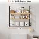 Bathroom Shelves Over Toilet Storage - 3 Tier Large Wall Mounted Shelves for Bathroom - Over Toilet Organizer - Adjustable Stand Shelf Rack for Kitchen Living Room - Black Oak, 20.65"l X 6.30"w X 20.47"h