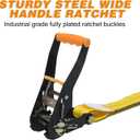 Heavy Duty Adjustable Car Tie Down Kit with Snap Hooks -Break Strength 10,000 lbs-Working Load 3333 lbs-2 Inch x 114 Inch - 4 Pack Axle Tie Down Straps (Yellow)