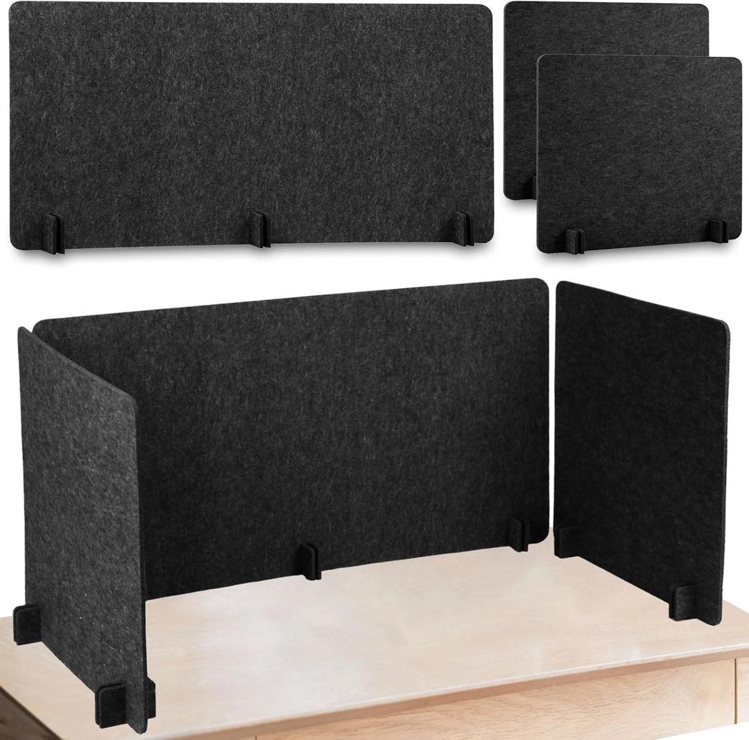 Buryeah 3 Pcs Desk Divider Desk Partition 23.6 x 47.2, 23.6 x 23.6 Stand up Freestanding Cubicle Privacy Panel Reducing Noise Visual Distraction Divider for Office Home School(Deep Gray)