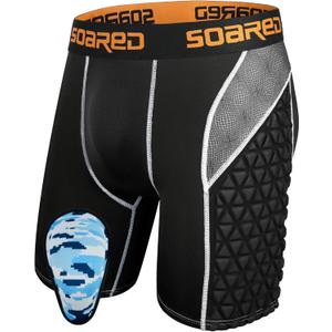 Soared Youth Sliding Shorts Baseball XPE Padded Slider Shorts Protective Compression Short for Football Lacrosse Softball (Small, BK+PC)