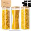 SENTVEND 73 Oz Glass Storage Jars with Bamboo Lids - 3 Pack Clear Glass Canisters Square Airtight Stackable Ideal for Pantry Storage Containers Great for Storing Oats Coffee Beans Pasta Flour Rice etc