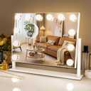 Kottova Vanity Mirror with Lights,15.7"x11.8"LED Makeup Mirror, Lighted Makeup Mirror with 10X Spot Mirror,Smart Touch 3 Colors Dimmable,360 Rotation,for Vanity Desk Tabletop,Plug in(White)