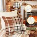 Fall 20x20 Throw Pillow Covers Set of 2, Watercolor Brown, Grey and White Checkered Decorative Holiday Pillow Case 20 x 20 Autumn Cushion Covers Pillowcase for Indoor Home Bedroom Sofa Decor