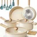 Astercook Pots and Pans Set Non Stick, Ceramic Cookware Set Non Toxic, 18 Pcs Dishwasher Safe Induction Cookware for Everyday Cooking & Kitchen Gifts