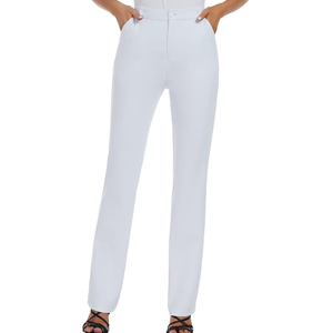 iChosy Women's Stretchy Straight Leg Dress Work Pants Business Office Casual Slacks with Pockets 6
