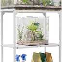 AnBaiMei 20 Gallon Aquarium Stand, Fish Tank Stand with Adjustable 3Tier Storage Shelf, Heavy Duty Reptile Breeder Turtle Tank Terrarium Rack Table for Home Office, 24" L x 12" W x 32.2" H, White