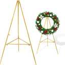 1 PCS Golden Christmas Metal Wreath Stand Holder - Detachable Wreath Holder for Cemetery, Wreath Easel for Wedding Flower Display Wreath Holder for Grave Gravestone Indoor,Outdoor Decorations