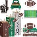11 Pcs Football Table Decorations Football Tiered Tray Decor Centerpiece Decorative Wood Books Table Top Decor Tailgates Tackles Touchdowns Wooden Sign for Home Party Supplies