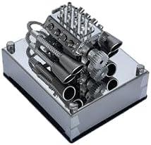 MINI V8 Engine Kit That Runs On Gas, Full-Metal Mechanical V8 Engine Model - Dynamic Running Simulation, Steampunk Collectible Desktop Decor & Ready-to-Play Gift for Adults & Enthusiasts