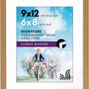 Americanflat 9x12 Picture Frame with Shatter-Resistant Glass - Use as 6x8 Frame with Mat or Display 9x12 Photo Without Mat - Signature Collection - Picture Frames for Tabletop and Wall - Dark Oak