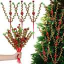 Moucuny 12 Christmas Tree Picks 16 Inch Lime Green and Red Xmas Spiral Curly Stems with Glitter Balls Christmas Tree Topper Whimsical Holiday Decor for Xmas Ornaments Home Wreaths DIY Crafts