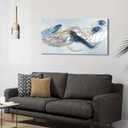Abstract Canvas Wall Art Modern Blue and Gray White Feather Wall Decor Picture Canvas Print for Living Room Blue Wall Art Butterfly Wall Art Abstract Home Bedroom Office Decoration Stretched 20x40inch