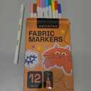 ARTISTRO 12 Fabric Markers - Fine Tip Fabric Markers Permanent for Clothes - No Bleed Pens for T-Shirts, Bags, Textile, Canvas, and more
