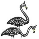 HVJ Halloween Black Flamingo Skeleton,Skeleton Flamingo Glow in The Dark, Zombie Flamingos for Spooky Graveyard Decorations, Skull Flamingo with Stakes for Halloween Lawn Ornaments, 1 Pack