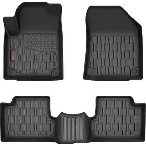 Floor Mats Compatible with 2016-2023 Jeep Cherokee (Not for Grand Cherokee), All Weather TPE Floor Liners, Custom Fit Car mats, 1st & 2nd Row, Black