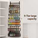 POKIPO 9 Tier Over The Door Pantry Organizer, 2 in 1 Wall Mount or Hanging Spice Rack with Adjustable Deep Basket, Heavy-Duty Seasoning Organizer and Storage for Kitchen Cabinet Closet Bathroom