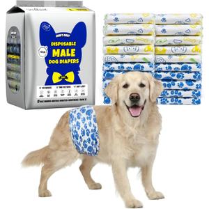 25 x Dono Dog Diapers Male, Disposable Male Dog Wraps 60ct, Ultra Absorbent Doggie Diapers, Rapid-Dry Leak-Proof Puppy Diapers, Wetness Indicator Excitable Urination Incontinence,Large