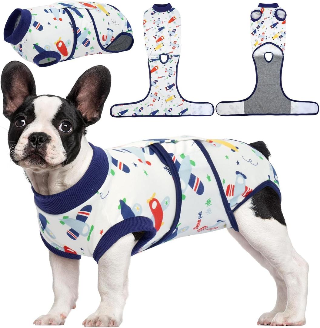 Kuoser Recovery Suit for Dogs Cats After Surgery, Professional Pet Recovery Shirt Dog Abdominal Wounds Bandages, Substitute E-Collar & Cone,Prevent Licking Dog Onesies Pet Surgery Recovery Suit (Medium (Back:13.4-16.1'', Weight:14-25 Lb))