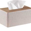 Tissue Box Cover,PU Leather Rectangular Tissue Box Holder,Napkin Dispenser,Decorative Holder/Organizer for Bathroom Vanity Countertop, Nightstand, Coffee Table, Home,Car (Plus, Beige)