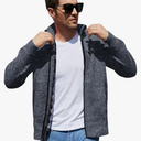 Yeokou Men's Casual Slim Full Zip Thick Knitted Cardigan Sweaters with Pockets L