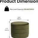 23" Round Velvet Storage Ottoman with Reversible Lid, Soft Padded Footrest and Hidden Storage, Large Upholstere Tray Top Ottoman Footstool for Living Room, Bedroom, Entryway, 3"D x 23"W x 17"H, Olive Grreen