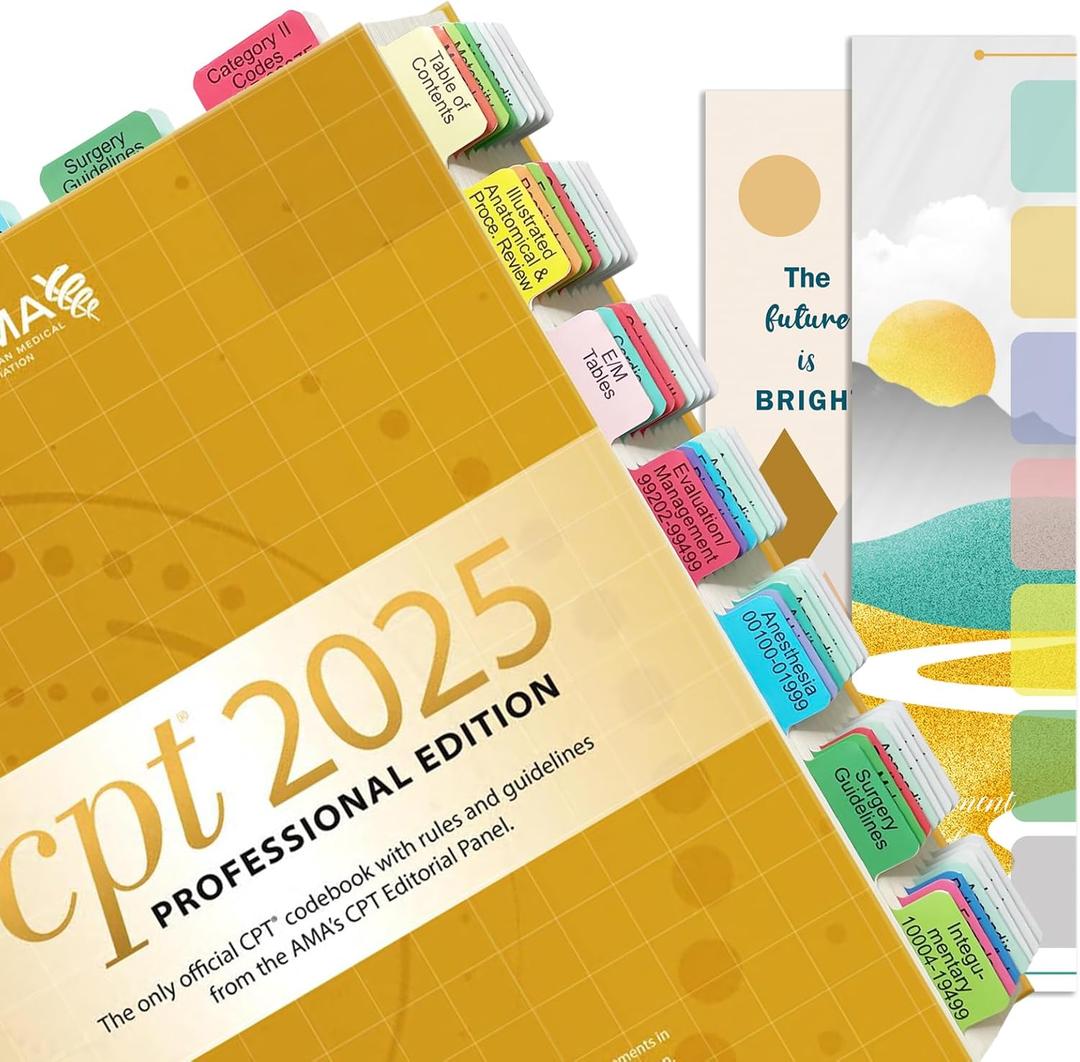 Upgraded Index Tabs for CPT 2025 Professional Edition (AMA), 96 Book Tabs, Color-Coded with Alignment Card & Page Numbers Sheet & Bookmark, Laminated Durable, Book Not Included Upgraded Index Tabs for CPT 2025 Professional Edition (AMA), 96 Book Tabs, Color-Coded with Alignment Card & Page Numbers Sheet & Bookmark, Laminated Durable, Book Not Included