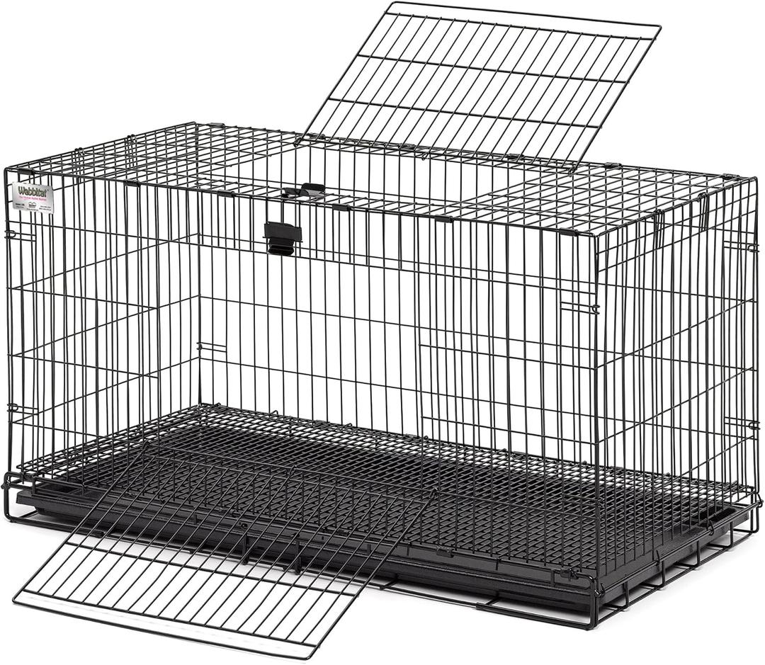 MidWest Homes for Pets Medium Wabbitat Rabbit Cage, Grid Mesh Floor, Removable Tray, Top & Front Door Access, Rust Resistant Finish, No Tools Required (37.0"L x 19.0"W x 20.0"H, Black)