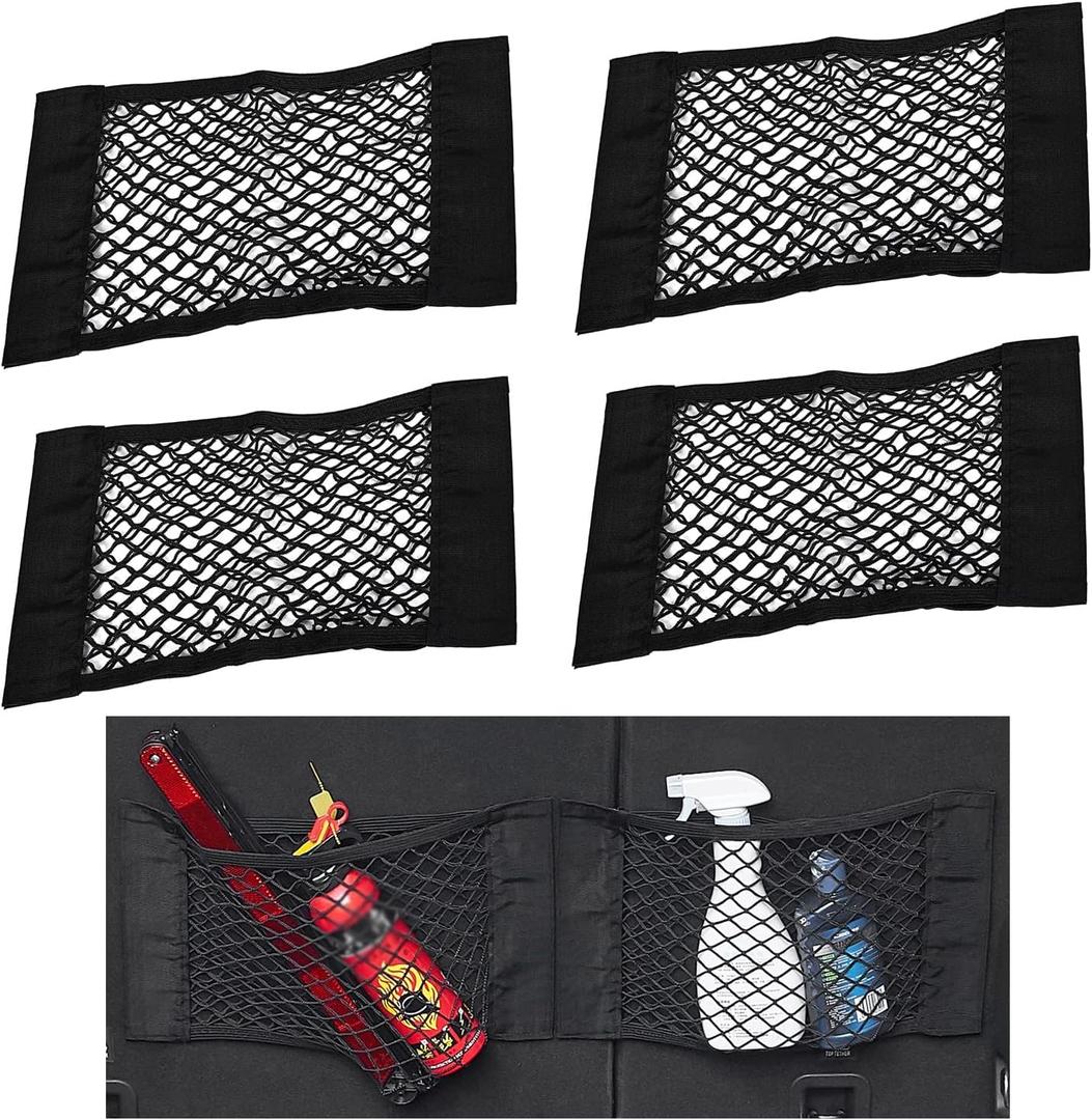 Universal Mesh Cargo Net Storage Net Wall Sticker Organizer Pouch Bag Storage Mesh Net for Car Trunk Storage Add On Organizers for Car Truck (15" x 9.5"(4 Packs))