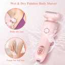Bikini Trimmer for Women, Electric Razors with Removable Head, 2 in 1 Wet & Dry Painless Body Shaver, Pubic Hair Trimmer for Women, Replaceable Lady Razor for Leg Arm Underarm Bikini Area (Pink)