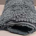 H.VERSAILTEX Bath Mats for Bathroom Non Slip Extra Thick Chenille Striped Bath Rug 24" x 36" Absorbent Non Skid Fluffy Soft Shaggy Rugs Washable Plush Mats for Indoor, Bath Room, Tub - Stone Blue