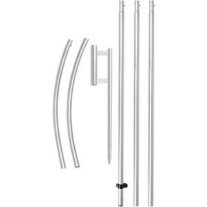 Swooper Flag Pole Kit, 15 FT Windless Aluminum Alloy Flagpole Fits 11 FT Feather Flags with Ground Spike/Heavy Duty Base (1, Silver)