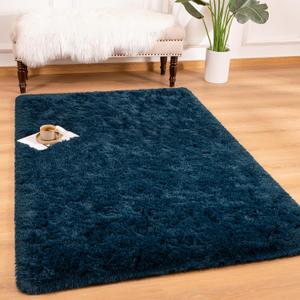 Andecor Soft Fluffy Bedroom Rugs, 3 x 5 Feet Indoor Shaggy Plush Area Rug for Boys Girls Kids Baby College Dorm Living Room Home Decor Floor Carpet, Navy Blue