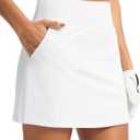 Soothfeel Golf Skorts Skirts for Women 7 Pockets High Waist Tennis Skirt with Shorts Underneath Athletic Workout Casual (Medium, White)