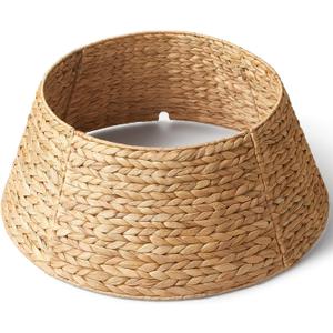 24in Hyacinth Christmas Tree Collar - Woven Rattan Basket for Christmas Tree Base Cover, Holiday Decoration for 4ft 6ft 7.5ft Artificial Trees with Cord Cut-Out(Natural)