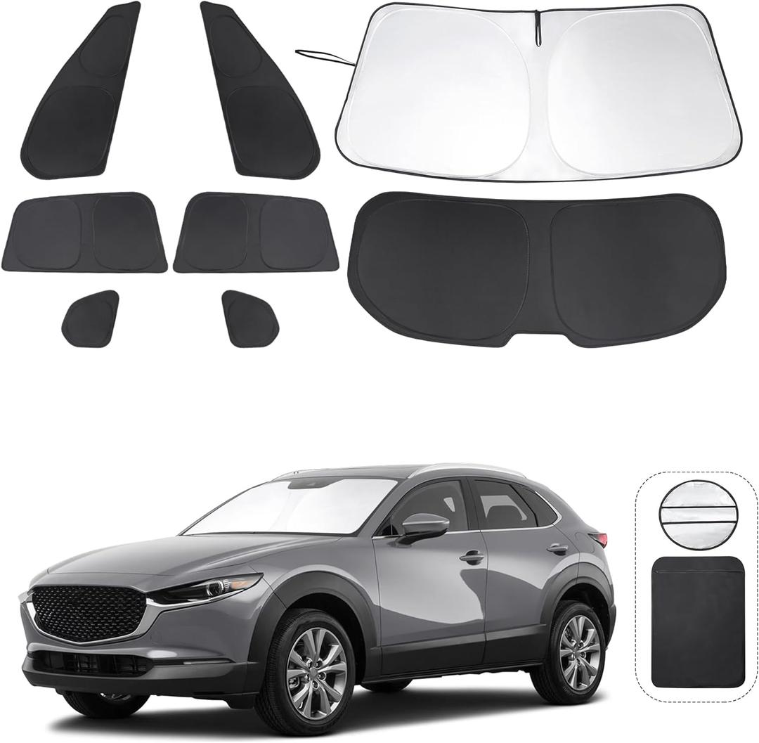 Window Shades for Mazda CX-30 2019-2024 2025 Accessories Car Side Full Windows Rear Triangular Windshield Sun Shade Sun UV Rays & Privacy Protection for Camping,Napping,and Relaxing 8PCS