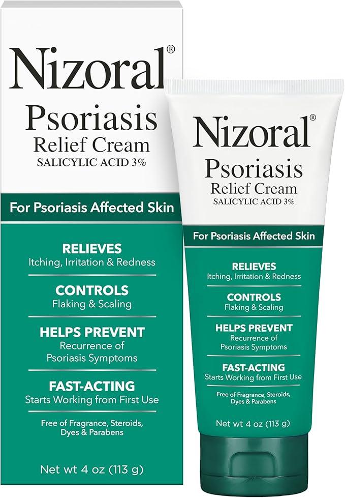 Nizoral Psoriasis Relief Cream, Maximum Strength, 4 Fl Oz, Relieves Itching, Irritation & Redness, Controls Flaking and Scaling, Salicylic Acid 3%